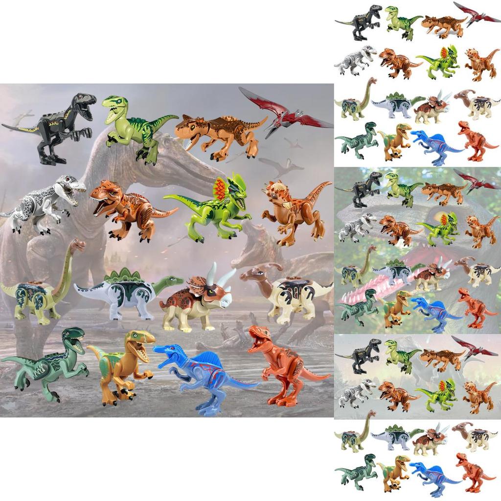 Moc Dinosaur Building Block Set Tyrannosaurus Rex Stegosaurus Pterodactyl Triceratops Velociraptor Diy Toy Bag