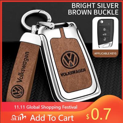 For VW Leather Car Remote Key Fob Case Cover Shell For Volkswagen VW Polo Golf 7 MK7 Tiguan Passat Jetta E-golf Keychain Acces