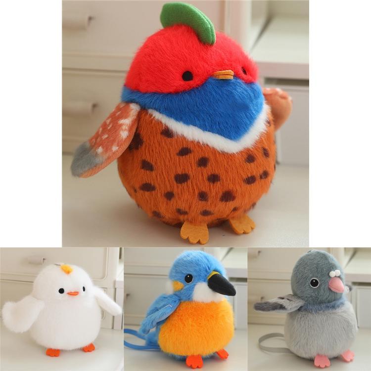 Cute Parrot Sparrow Pigeon Kingfisher Bird Animal Magnetic Plush Doll Pendant For Collectors Display Home Decor