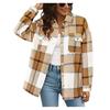 Women's Checkered Button Long Sleeved Loose Casual Shirt Jacket