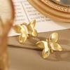 Elegant High-End Brushed Butterfly Stud Earrings with Unique Design for Women