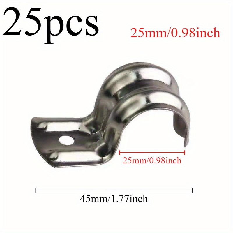 

25PCS Heavy-Duty Stainless Steel U-Type Pipe Clamps Single Hole 16mm/20mm/25mm for Gas Pipelines, Water Pipes & Plumbing System 25pcs-1