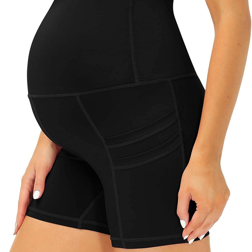 Women's Maternity Shorts Abdominal Sports Yoga Workout Shorts With Pockets