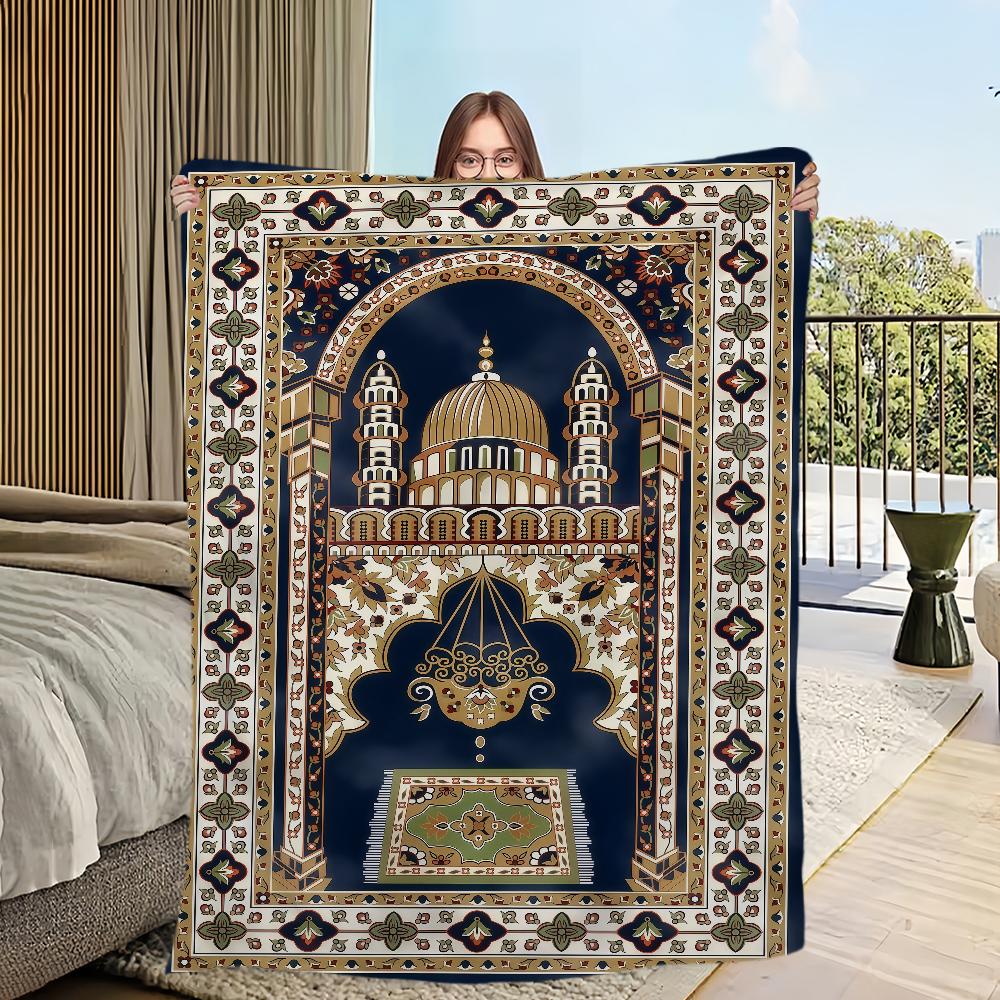 Islamic Muslim Praying pattern Blanket Flannel warm comfort soft plush blanket for sofa living room office bedroom travel gift