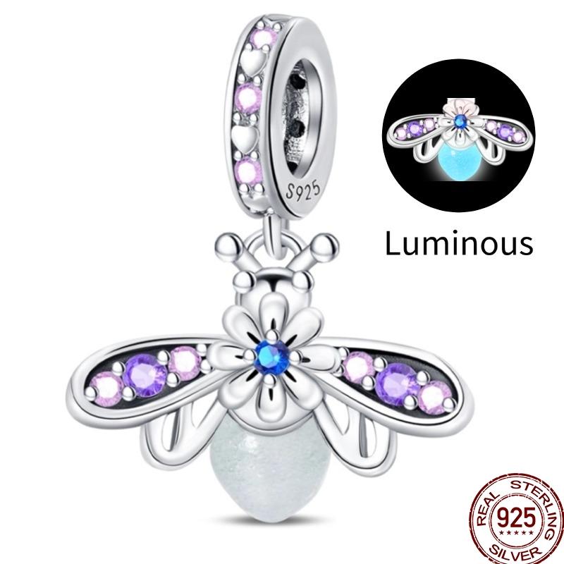 Original Copper Charm Beads Luminous Firefly Tarot Card Perfume Butterfly Bead For Women Diy Bracelet Charm Jewelry