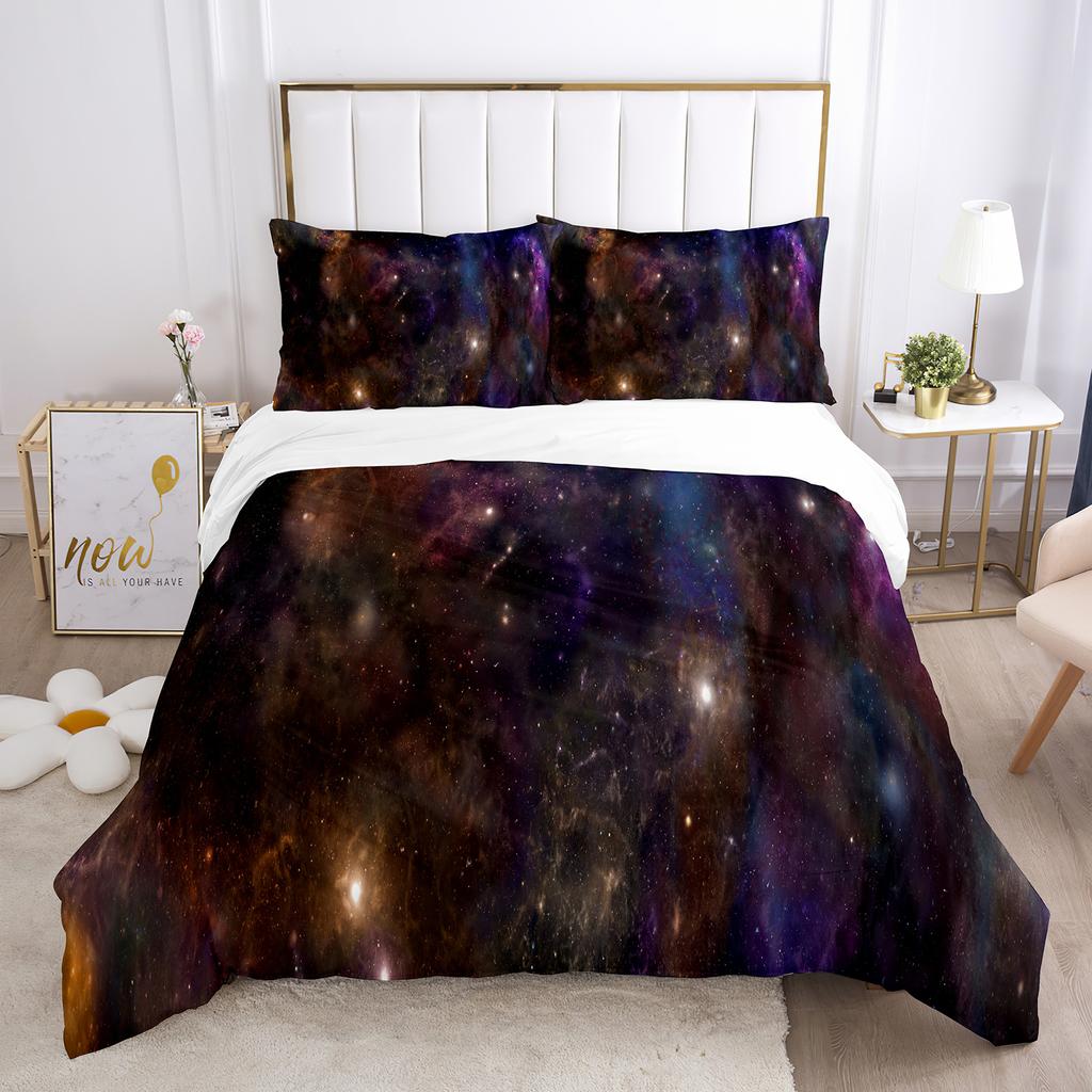 Galaxy Duvet Cover King 3D Space Themed Bedding Set Microfiber Soft 3pcs Universe Pattern
