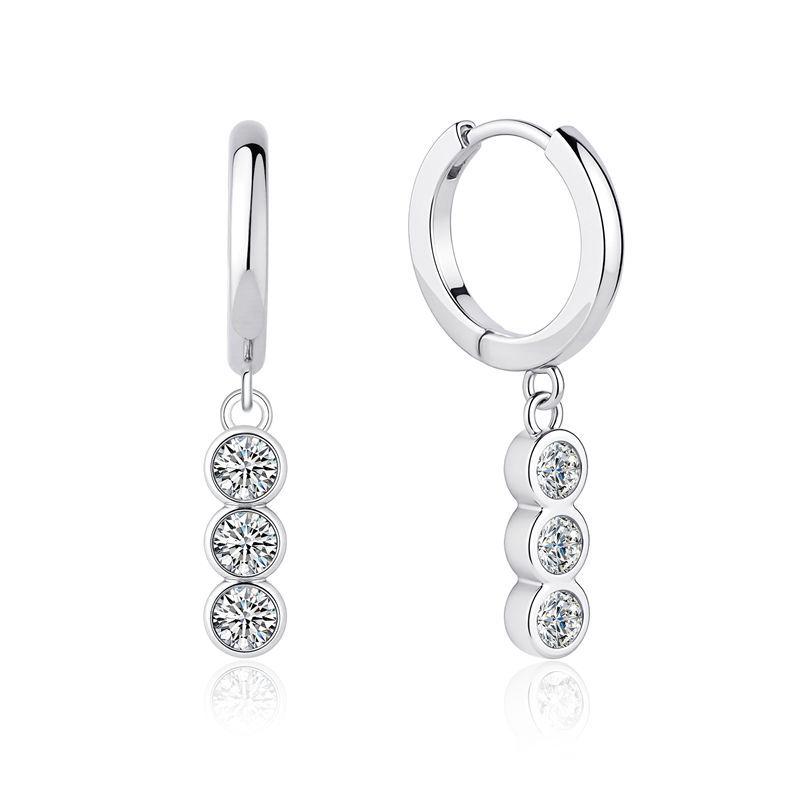 Elegant Moissanite Bubble Earrings: 18K Gold-Plated 925 Sterling Silver, Three-Stone Dangle Design 925 Silver