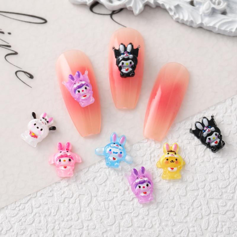 60 Pcs New 3D Mini Cartoon Puppy Little Rabbit Lovely Resin Flat Back Scrapbook Diy Nail Decoration Component Holiday Gifts A6