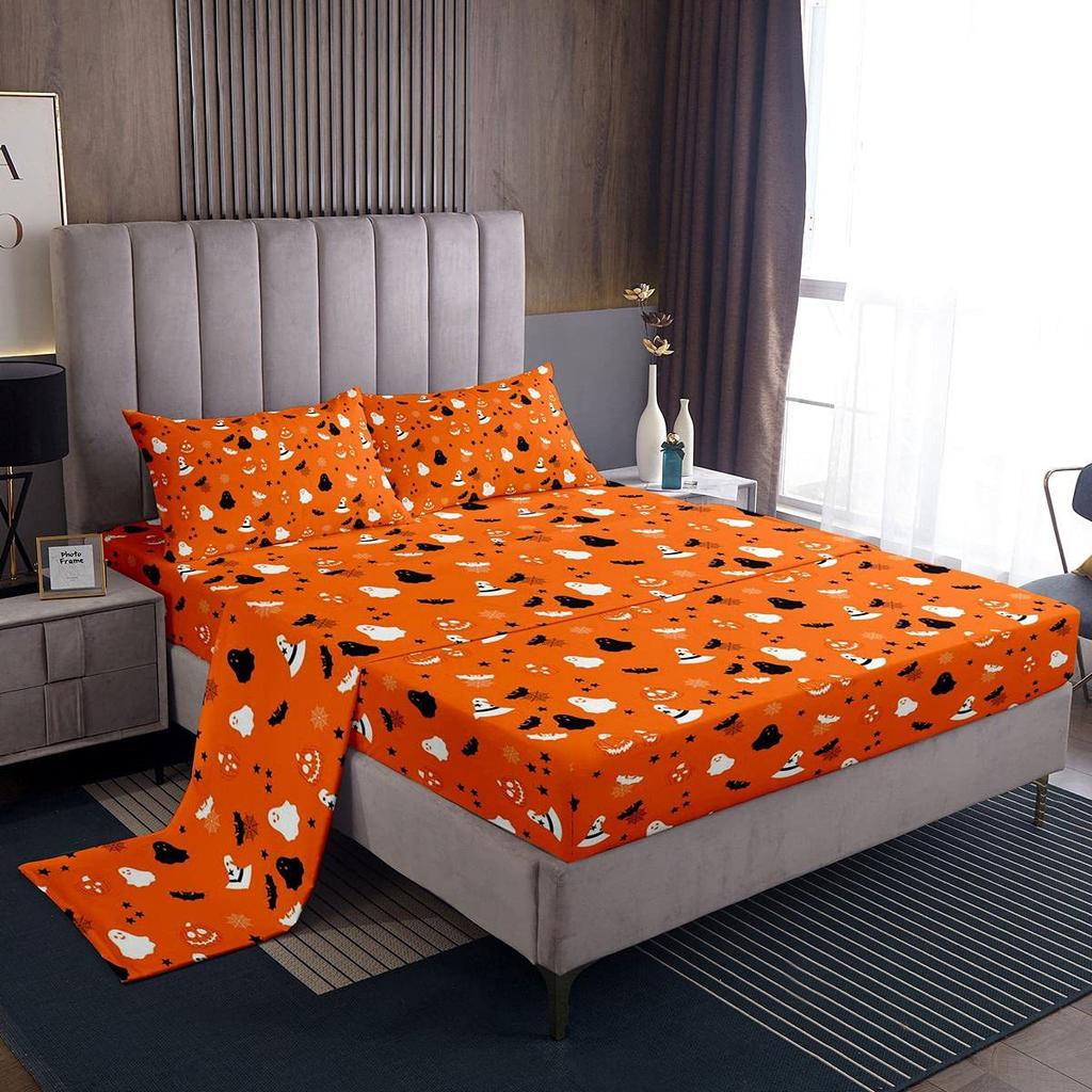 Halloween-Themed Pattern Mattress Four-Piece Bedding Set Bedroom Dormitory Bedding Decoration