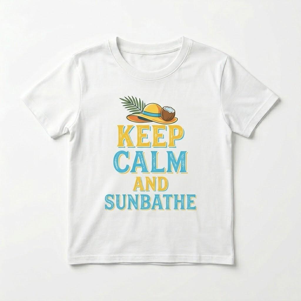 Keep Calm and Sunbathe T-Shirt Funny Summer Vacation Beach Tee S
