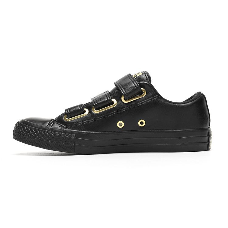 Converse All Star Ctas 3V Ox Slip Resistant Durable Lightweight Low Top Skate Shoes Women Sneakers Black Gold 559906C