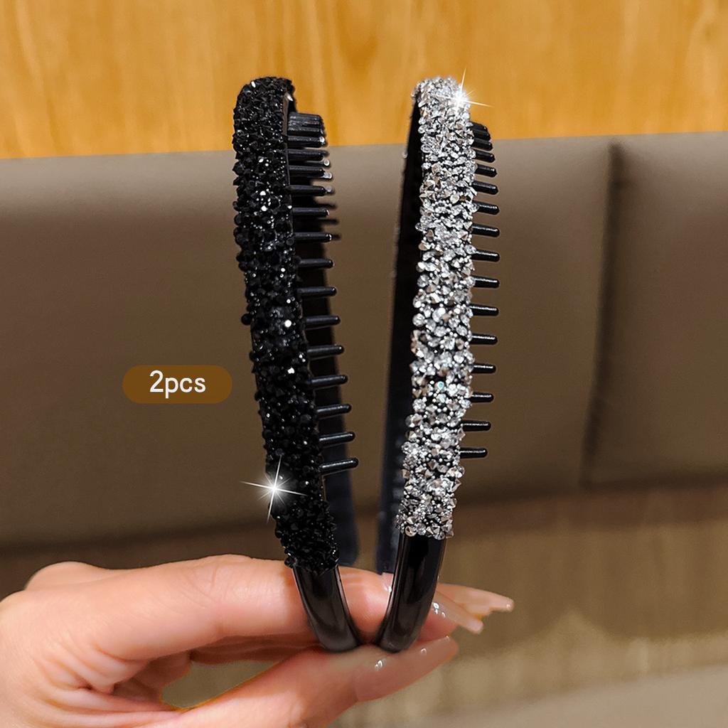 2 Korean Style Rhinestones with Teeth Anti Slip Headband Fashionable Hair Accessories Suitable for Daily Use