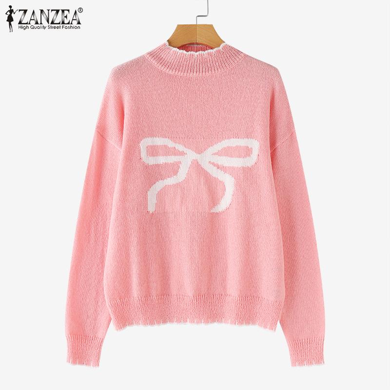 

ZANZEA Autumn Winter Women Long Sleeve Knitted Crew Neck Sweater Jumper Tops M білий