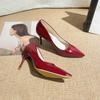 Moda Taglia Grande 34-42 Scarpe da Donna con Tacco Alto Moda Semplici Monocromatiche Tacco Alto Sottile a Punta Scarpe Singole Stivaletti da Donna con Tacco