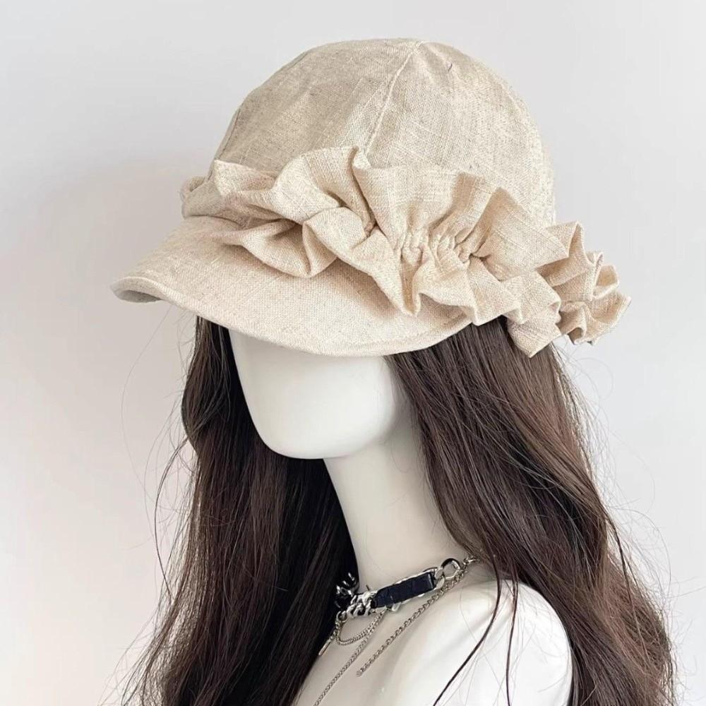 Lace Trim Small Face Fit Equestrian Hat Sun Protection Octagonal Cap Spring Season