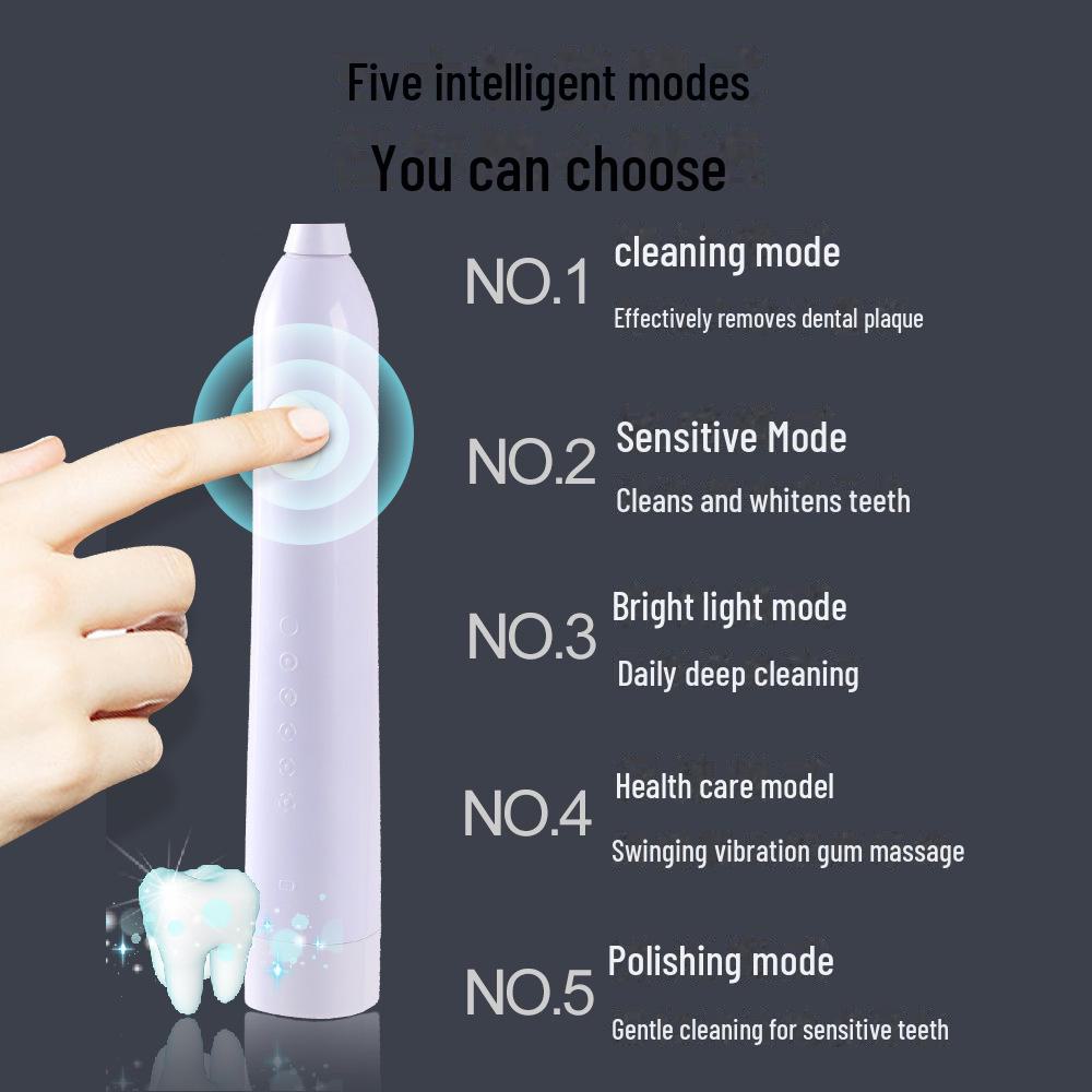 Portable Waterproof Sonic Electric Toothbrush for Adults with Soft Bristles Rechargeable