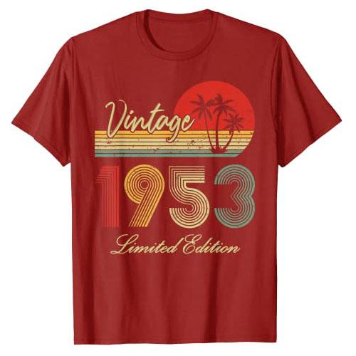 70-Birthday Decorations Men Best of 1953 70th Birthday T-Shirt 70 Year Old Gifts Vintage 1953 Limited Edition Graphic Tee Tops S