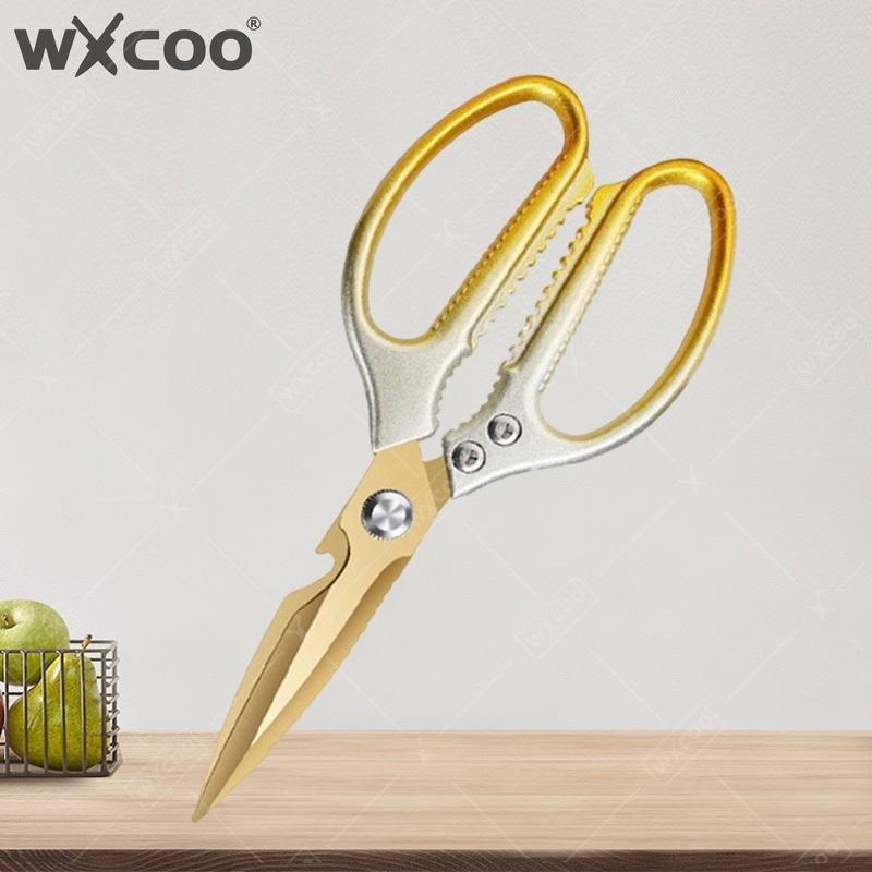 WXCOO Stainless Steel Kitchen Scissor Shears Multi-function Household Cutting Tool for Chicken Bone, Fish Scale, Cooking