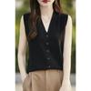DAFIFY Women's Fashion Casual Summer Spring Solid Color Print Sleeveless V-Neck Sweaters