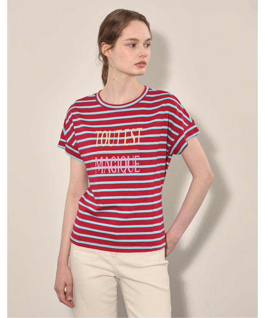 OLIVIALAUREN Striped Lettering T-Shirt_Vobas4F7111