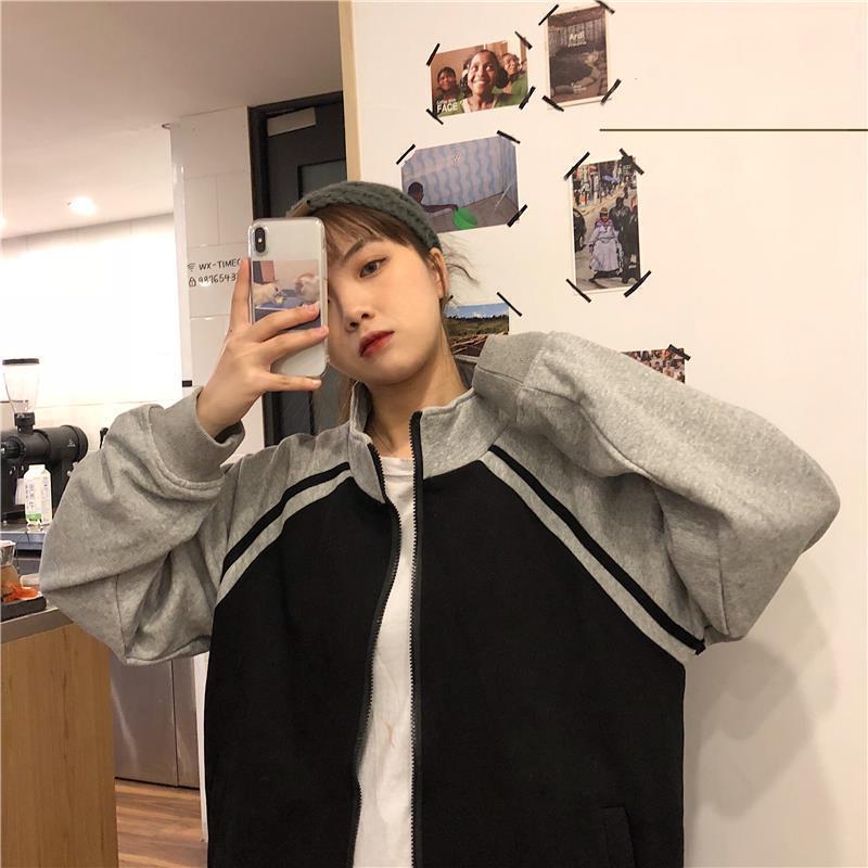 

Early Autumn Top Baseball Jacket Sport Coat Women Korean Viral Long Sleeve Solid Plus Size Hoodie 2XL чорний