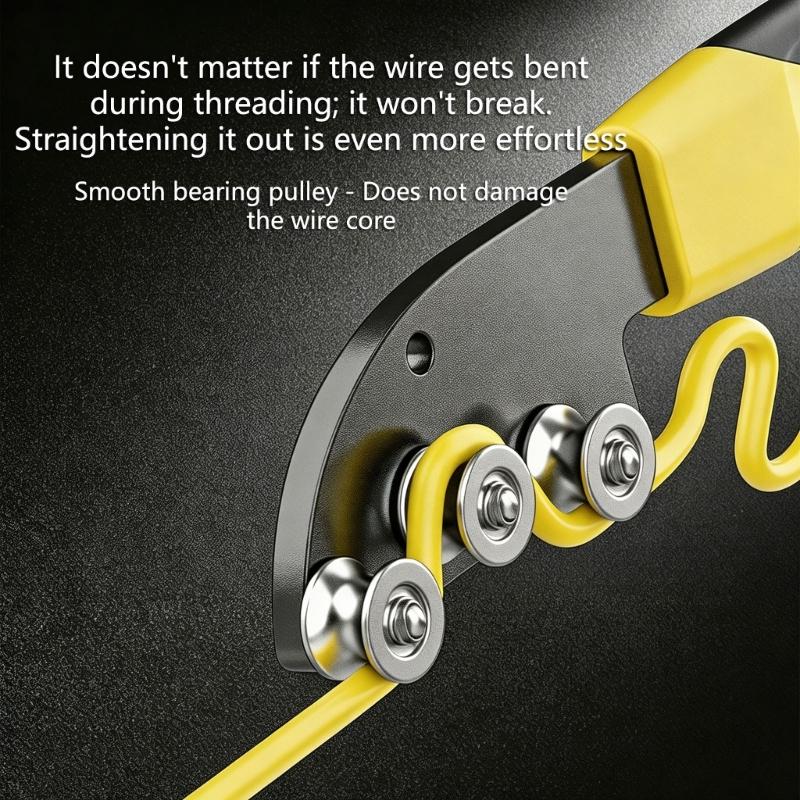 Handheld Wire Guide Roller Tool 200mm Steel Wire Straightening Tool with Contoured Grip for Wiring Installation, Cable Pulling and Line Organization