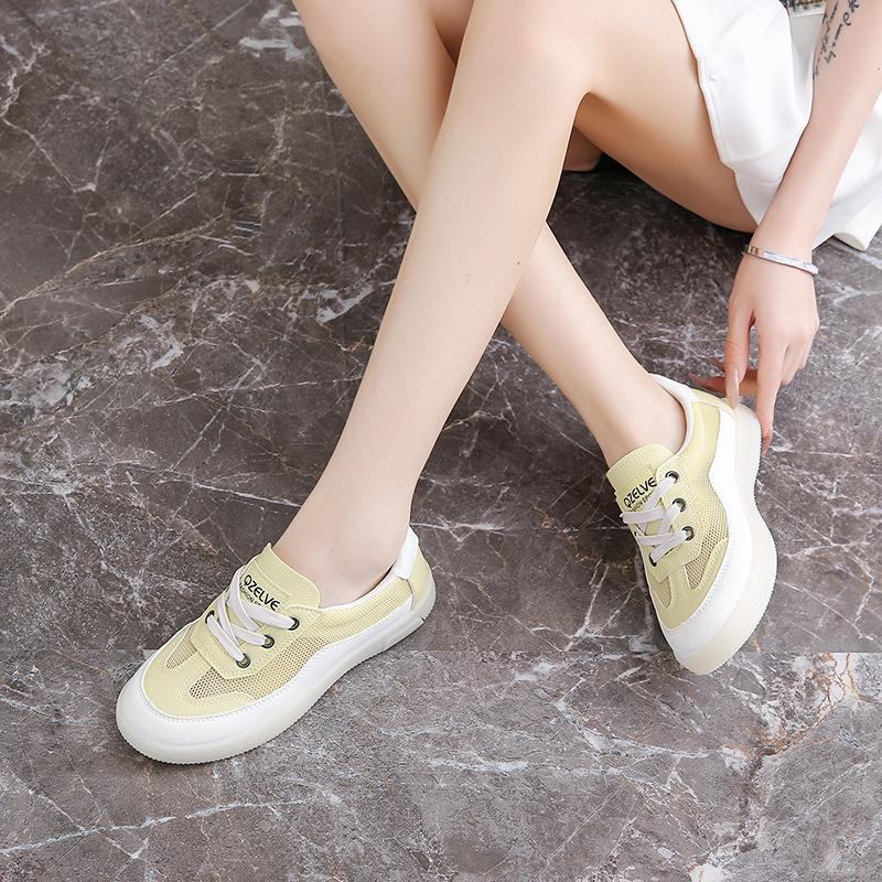 CRLAYDK Womens Mesh Skate Flat Shoes Lace Up Casual Sneakers Summer Ladies Non Slip Sports Walking Breathable Tennis