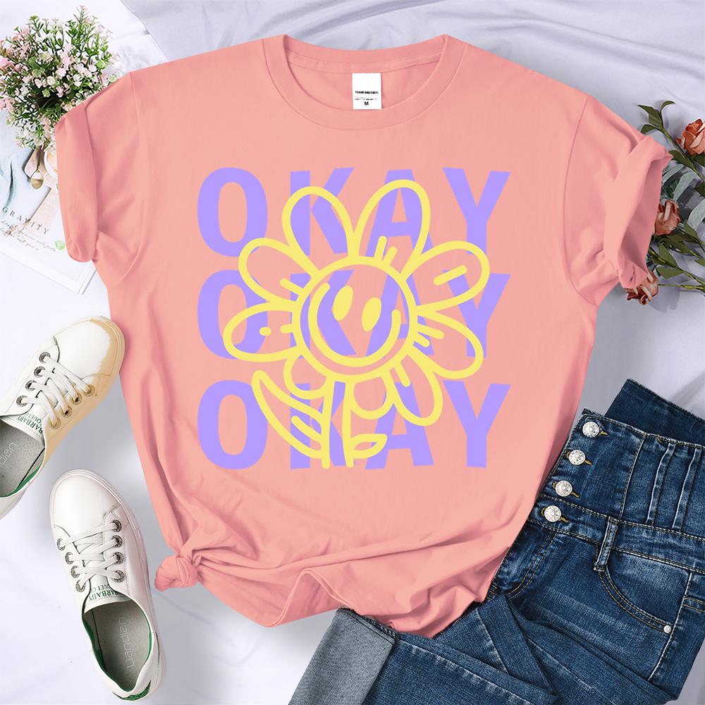 Okay Happy Expression Design Summer 3D Printing T-Shirt Womens Sport Breathable Short Sleeve Casual O-Neck Streetwear Summer Hip Hop Tee Tops