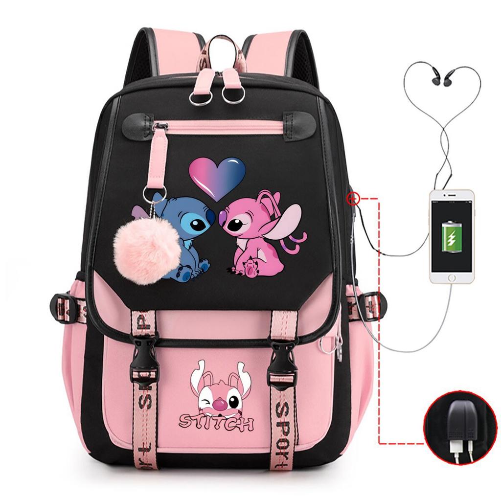 Children'S School Bag Contrasting Color Neutral Backpack Animation Printing Primary And Secondary School Students