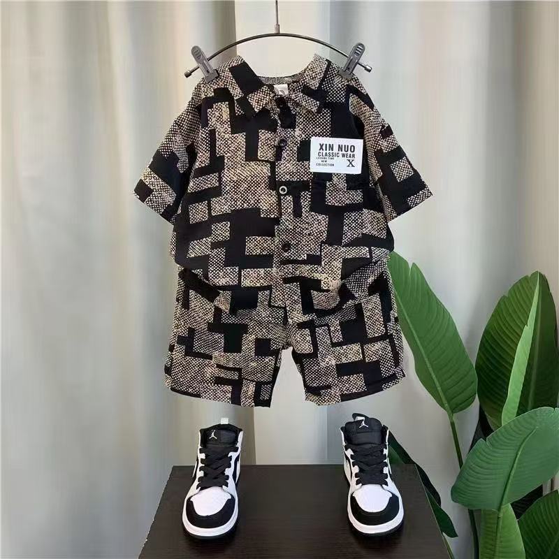 Children's Set Children's Top and Bottom Clothes Set Two Pieces Summer Outfit for Kids Boys Loungewear Outfit