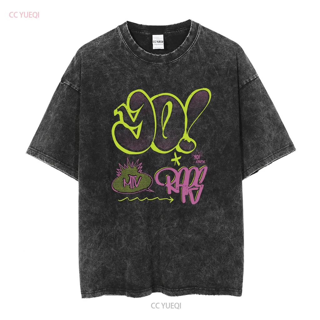 MTV 80s Music Television Yo Raps Graffiti Logo Mens T Shirt vintage Washed Slightly Versatile designer clothes Casual