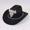 European and American Big Pearl Rhinestone Bright Diamond Western Cowboy Top Hat Men and Women Travel Party Casual Jazz Hat Felt Hat