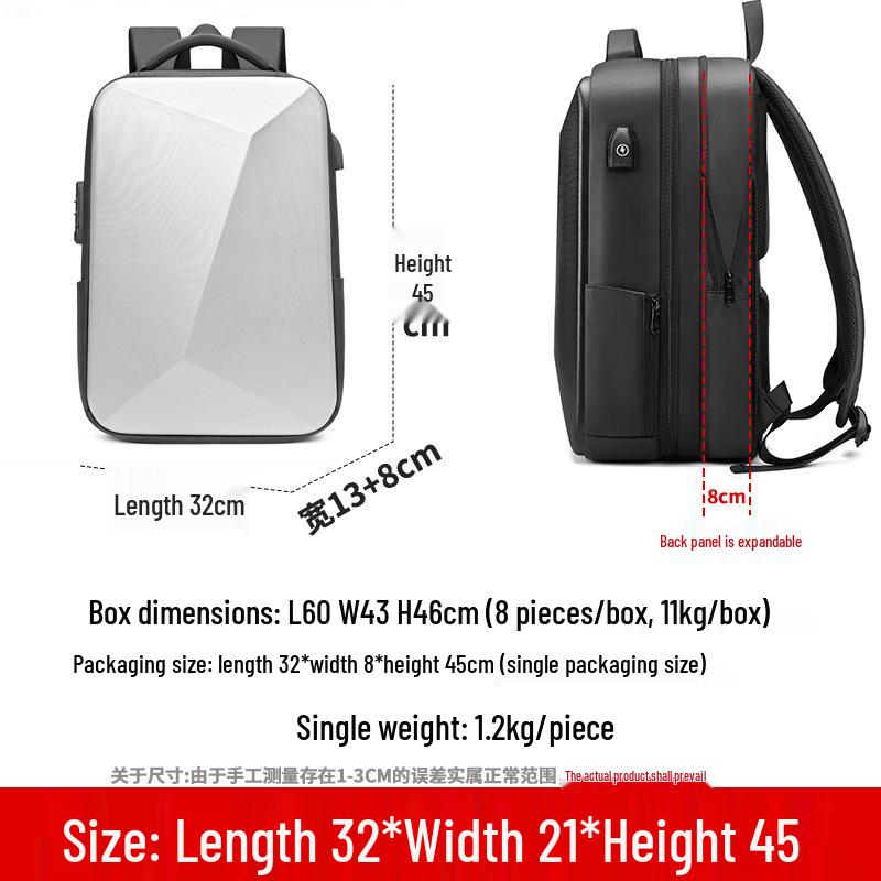 Men's Hard Shell Expandable Business & Travel Backpack with Laptop Compartment