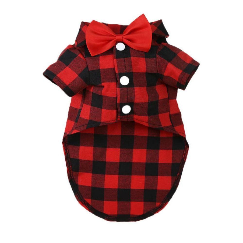 

Thin Bowtie Dog T-Shirts Breathable Dog Shirt Suit Fashion Dog Plaid T-shirt Wedding 4XL