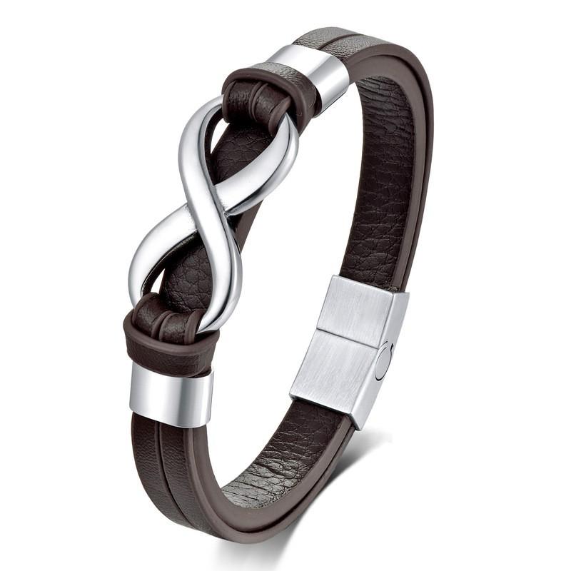 Stainless Steel Double Layer Punk Hip Hop Bracelet With Infinity Symbol Geometric Design Men