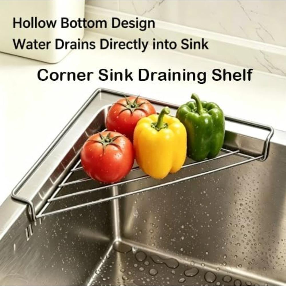 Triangular Corner Drain Rack Stainless Steel Faucet Drain Storage Holder Multifunctional Sink Organizer Sponge Dishcloths Scrubb
