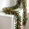 Red Christmas Berry Christmas Decorative Garland DIY Home New Year Artificial Holly Leaves 180 Cm Home Decoration Garland