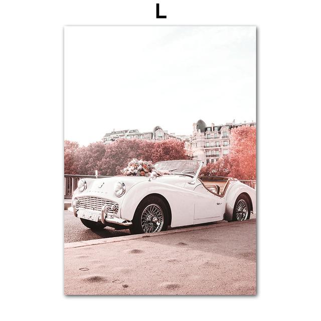 

Скандинавский лист, автомобиль, уличное кафе, девушка, туфли на каблуках, розовый цветок, постеры и принты, настенная живопись на холсте, настенные панно для декора гостиной 21X30cm No Frame