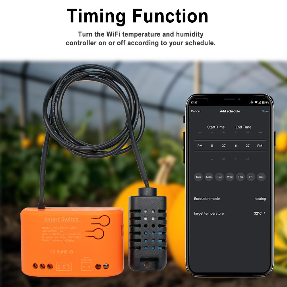 Tuya Wifi Temperature Humidity Sensor Switch for Aquariums Water Temperature Monitoring Work with Alexa Google Home 12V 24V 220V