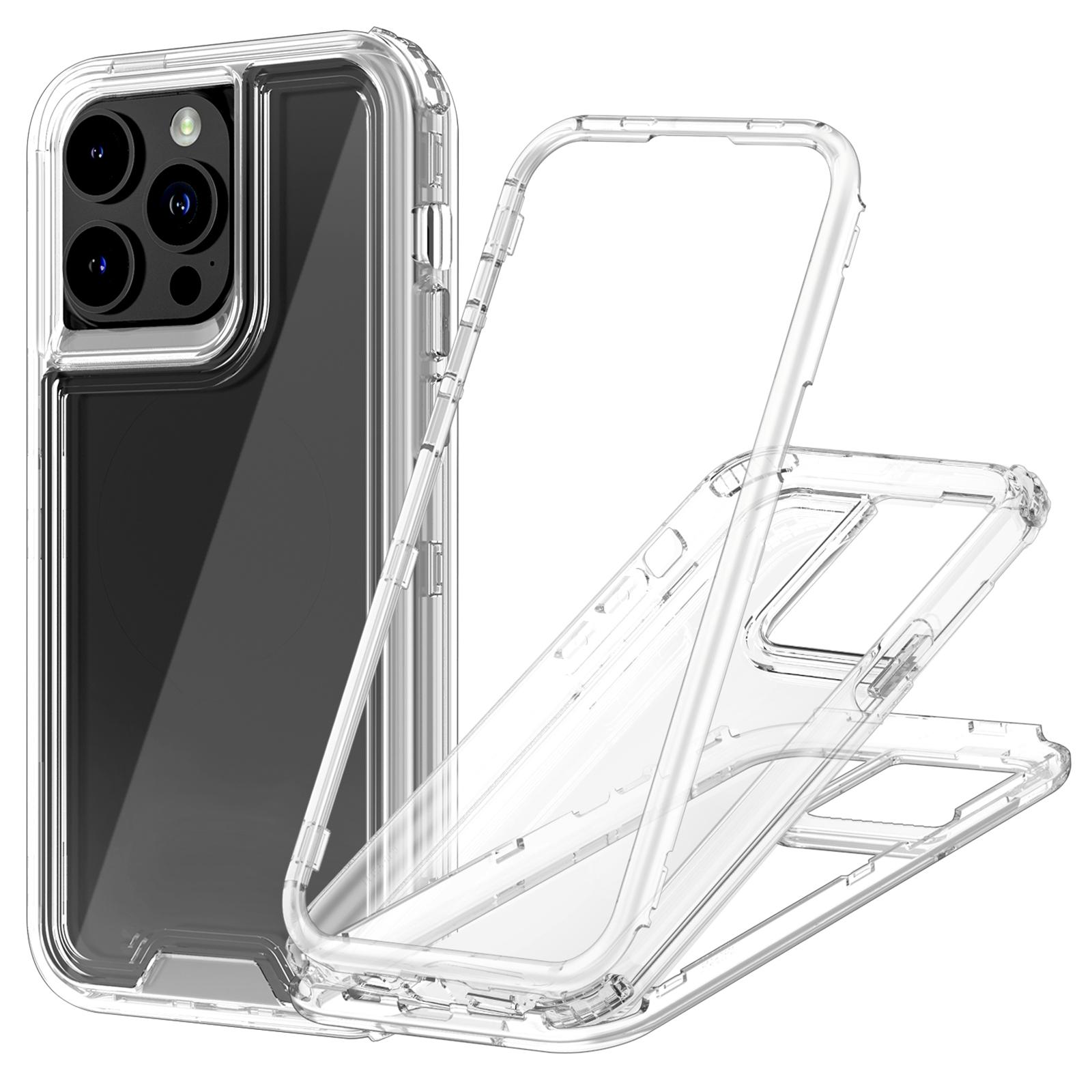 For iPhone 15 Pro Max Case Detachable 2-in-1 TPU+PC Clear Drop-Proof Phone Cover D
