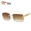 Cheetah Frameless Square Sunglasses Unisex Retro Leopard Metal Design