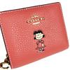 Coach X Peanuts Collaboration Wallet, Bifold WalletMini Wallet, CBN89, Lucy Leather Snap Wallet, Coral Multi IMBCV, Snoopy, Women's [Outlet Item]