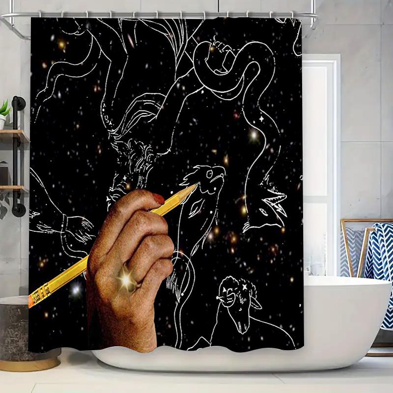 

Galaxy Space Art Shower Curtain Nebula Starry Sky Backdrop Washable Bathroom Decor Modern Home Textile W60H190(CM)-1 Pcs