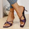 New Style Sandals Women's Summer Temperament Bow Knot High Heels Sandals Women's Versatile One Line Ribbon Square Head Sandals