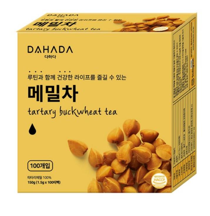 

Гречишный чай Dahada 100 пакетиков Жареный и с ореховым вкусом Корейский травяной чай 1 box