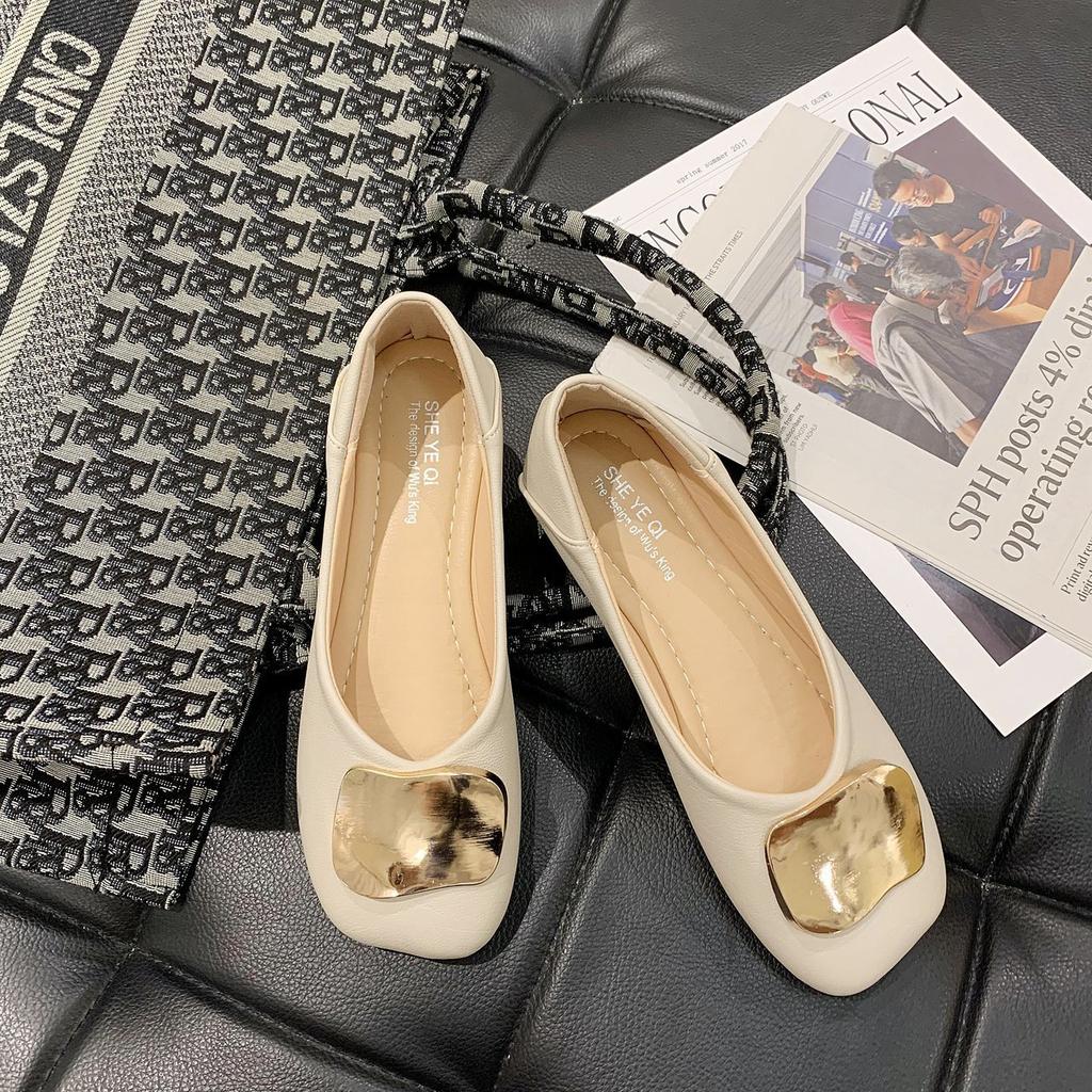 22 Spring and Summer Temperament Rhinestone Decorative Flat Casual Shoes Trendy Shallow Single Shoes Comfortable Mother Shoes
