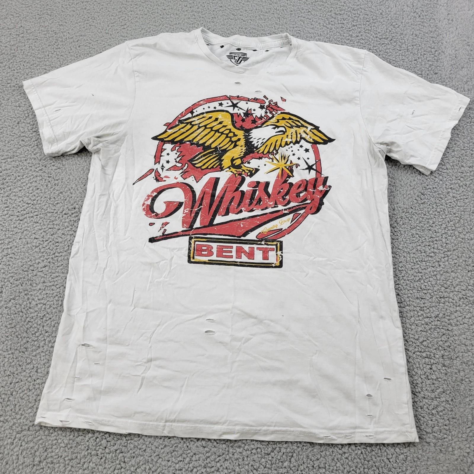 Country Deep Shirt Mens XL White Whiskey Bent 22 Graphic Bald Eagle 4XL