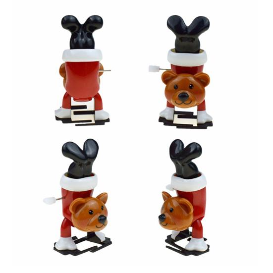 Mini Christmas Wind-Up Toy Bear/Santa Claus/Snowman/Reindeer Clockwork Chain Toy Plastic Running Jumping Movement Figures