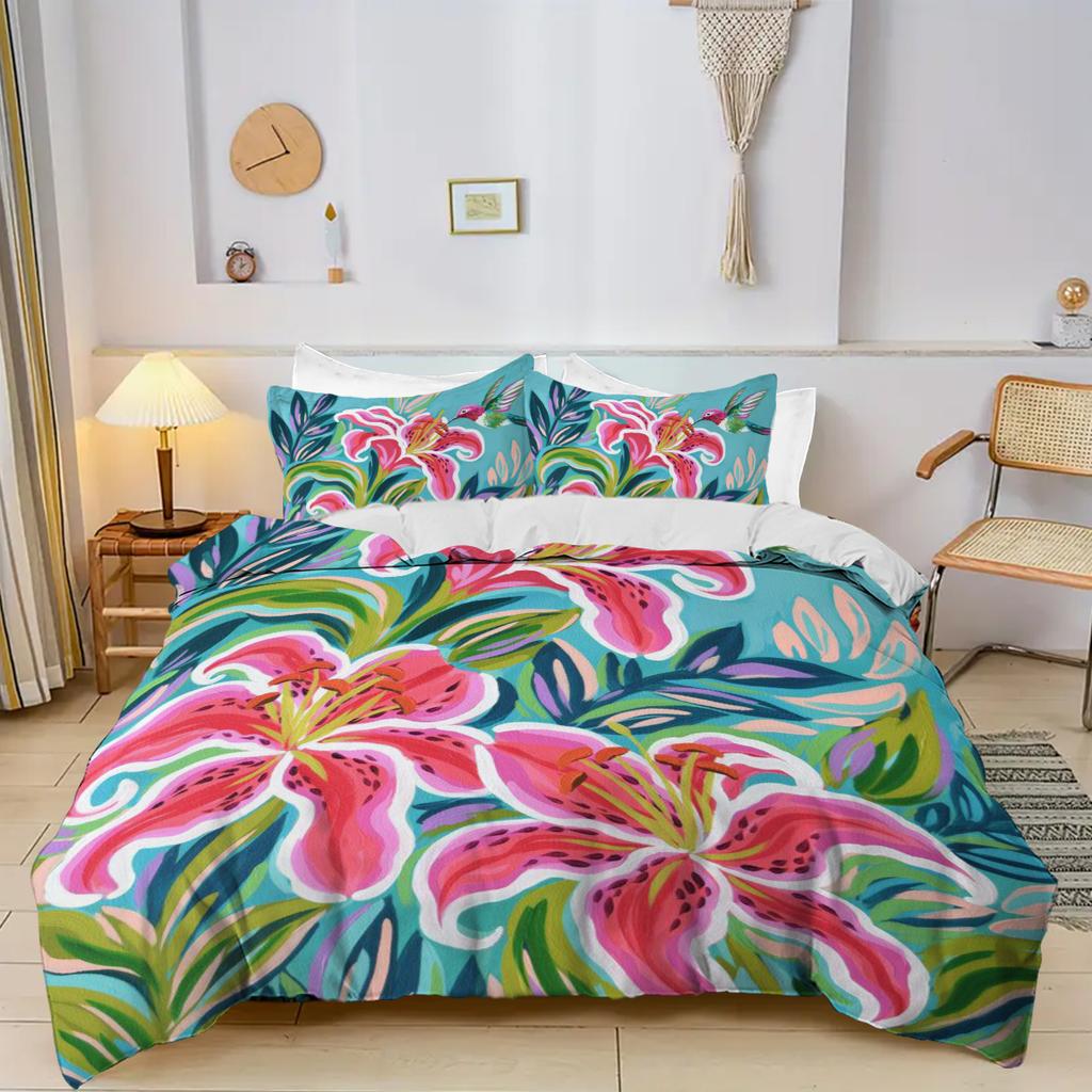 Painting Flower Patterns, 3D Printing Bedroom Decoration Bedding Set, Warm Art Home Duvet Cover, Pillowcase
