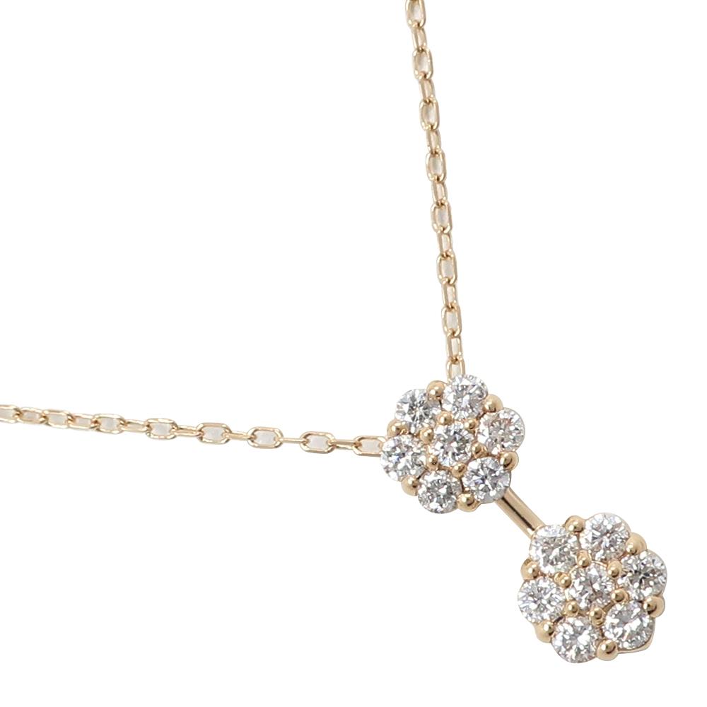 

flour Necklace K18 yellow gold/diamond flour 1.8g Women Used